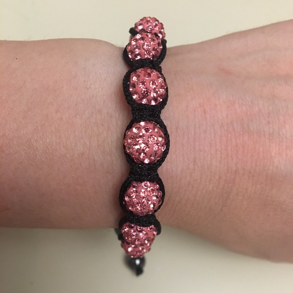 Pink Rhinestone Ball Bracelet - Picture 2 of 3